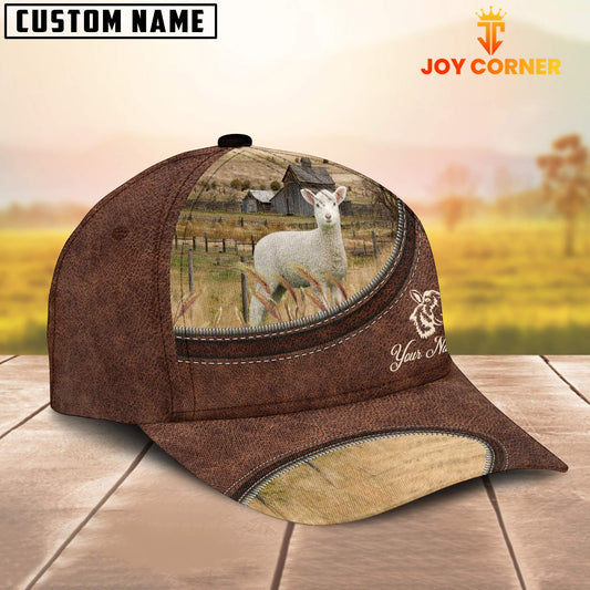 Uni Lambs On The Farm Customized Name Leather Pattern Cap