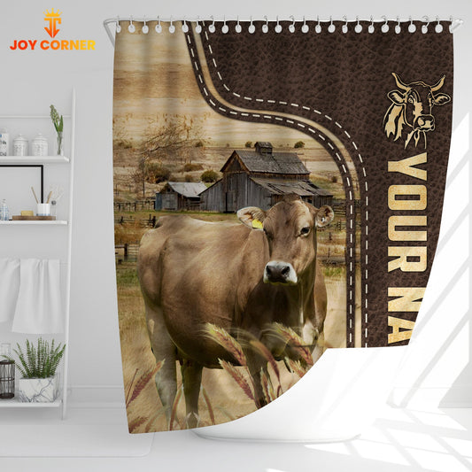 Uni Brown Swiss Leather Pattern Custom Name Shower Curtain
