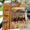 Uni Personalized Beefmaster Cattle In Field Farmhouse Blanket