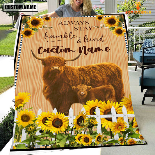 Uni Highland Custom Name - Always Stay Humble and Kind Blanket