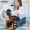 Uni Black Angus Custom Name Leather Pattern Laundry Basket