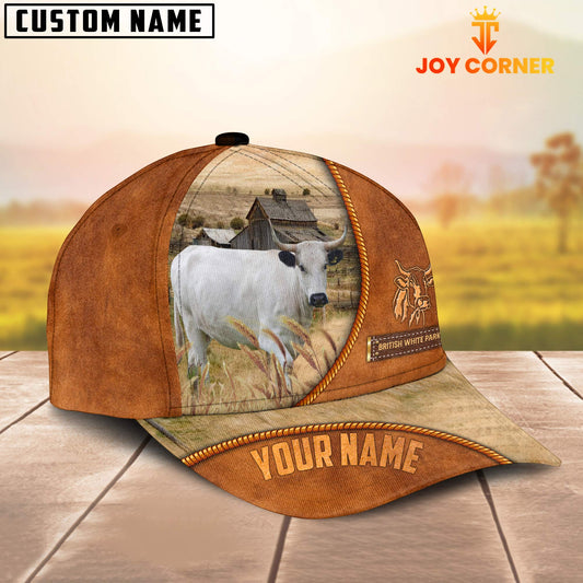 Uni Custom Name British White Park Leather Pattern Cap