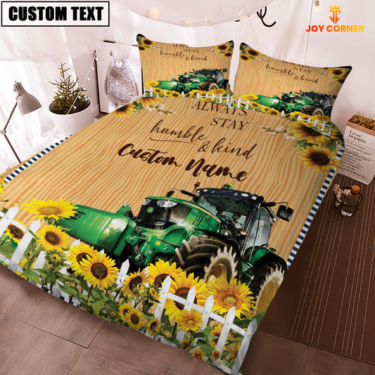 Uni Tractor Stay Humble And Kind Custom Name Bedding Set