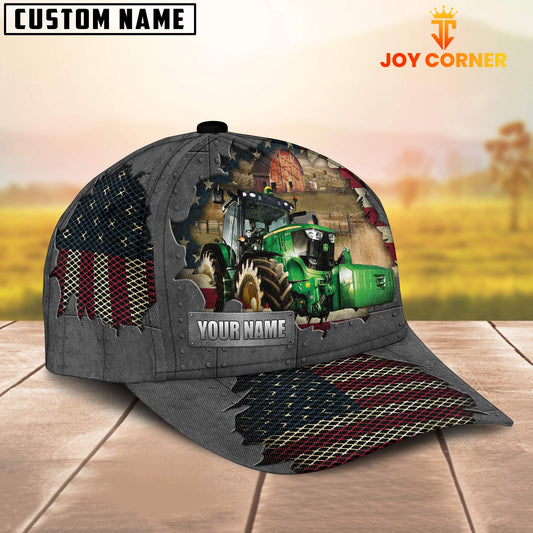 Uni Farm Tractor Customized Name US Flag Net Cap