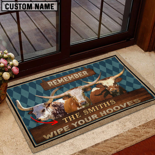 Uni Texas Longhorn Wipe Your Hooves Custom Name Doormat