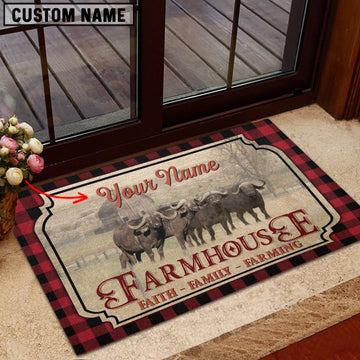 Uni Buffalo Faith Family Farming Custom Name Doormat