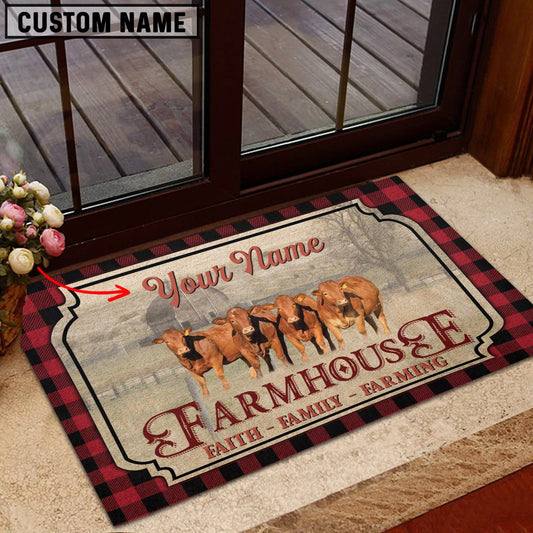 Uni Beefmaster Faith Family Farming Custom Name Doormat