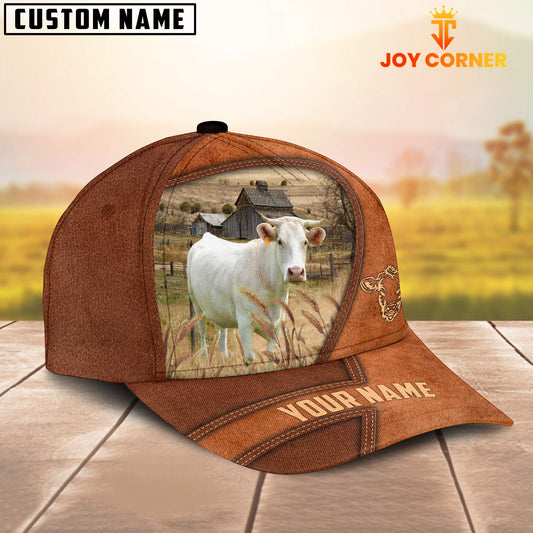 Uni Charolais Customized Name Brown Leather Pattern Cap