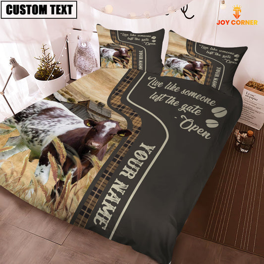 Uni Shorthorn Like Someone Left The Gate Open Customized Name 3D Bedding Set