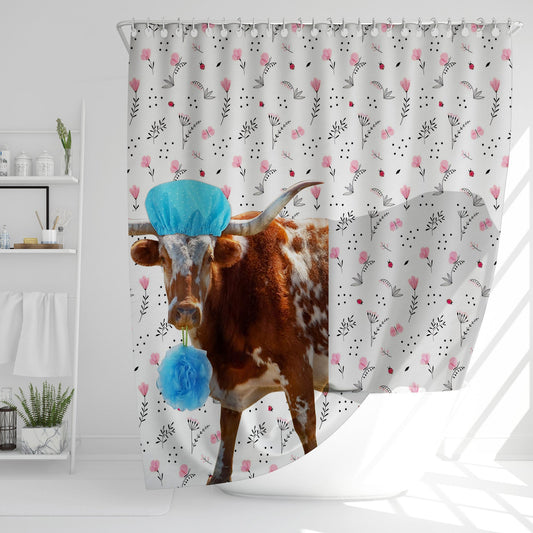 Uni Texas Longhorn Flower 3D Shower Curtain
