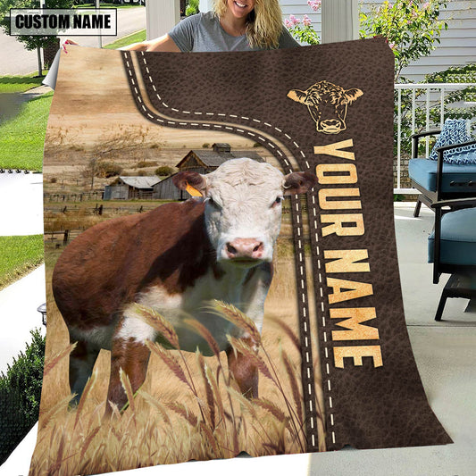 Uni Personalized Name Hereford Leather Pattern Blanket