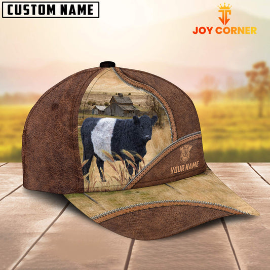 Uni Belted Galloway Zipper Leather Pattern Customized Name Cap