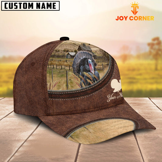 Uni Turkey On The Farm Customized Name Leather Pattern Cap