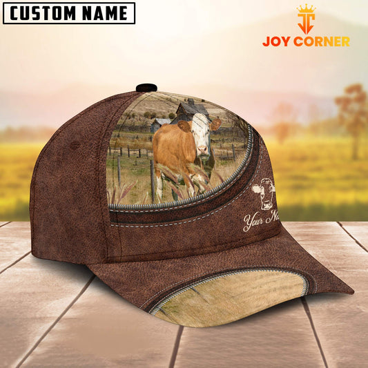 Uni Fleckvieh On The Farm Customized Name Leather Pattern Cap