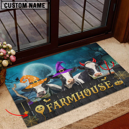 Uni Holstein Farmhouse Halloween Custom Name Doormat