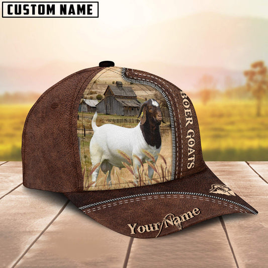 Uni Boer Goats Customized Name Leather Pattern Cap