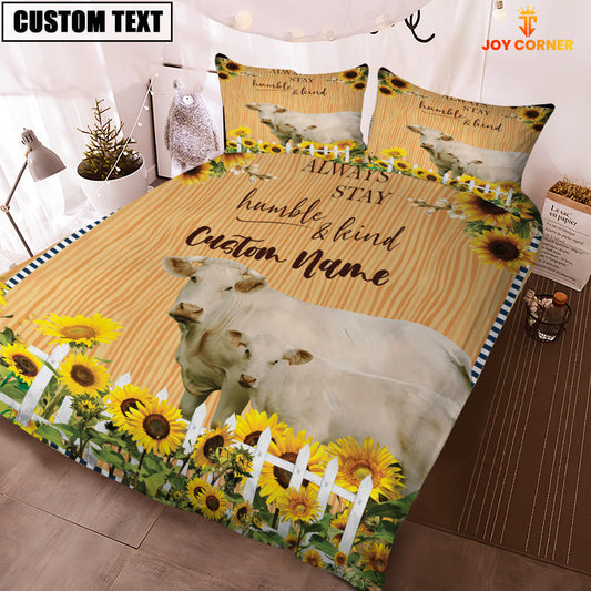 Uni Charolais Stay Humble And Kind Custom Name Bedding Set