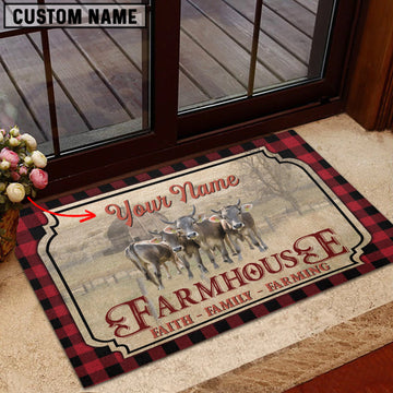 Uni Brown Swiss Faith Family Farming Custom Name Doormat