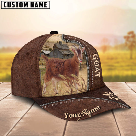 Uni Goat Customized Name Leather Pattern Cap
