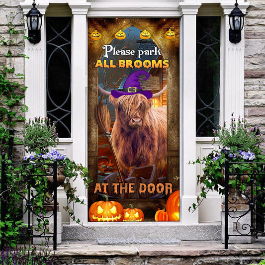 Uni  Happy Halloween Cattle Please Park All Brooms Door Cover