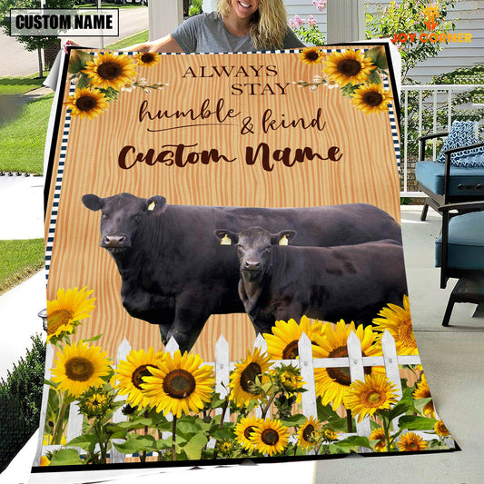 Uni Black Angus Custom Name - Always Stay Humble and Kind Blanket