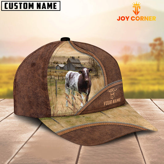 Uni Shorthorn Zipper Leather Pattern Customized Name Cap