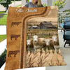 Uni Personalized Fleckvieh Cattle In Field Farmhouse Blanket