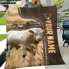 Uni Personalized Name Charolais Bull Leather Pattern Blanket