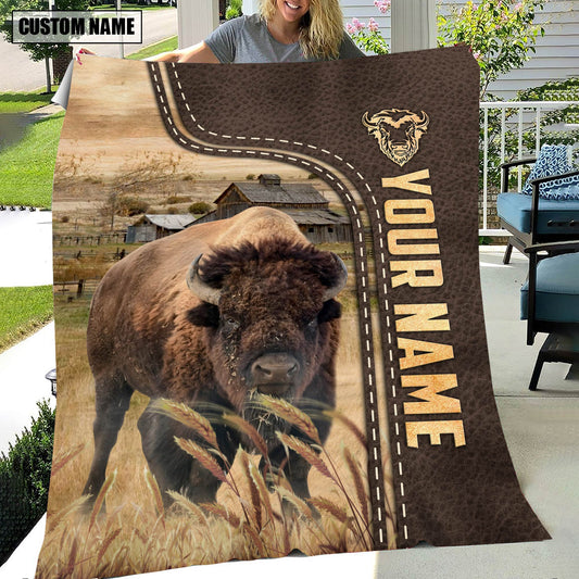 Uni Personalized Name Buffalo Leather Pattern Blanket