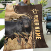 Uni Personalized Name Sim Angus Leather Pattern Blanket