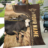 Uni Personalized Name Black Hereford Leather Pattern Blanket