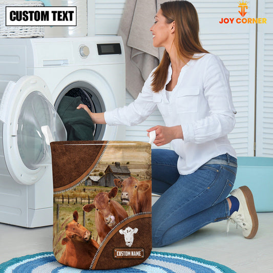 Uni Red Angus Custom Name Laundry Basket