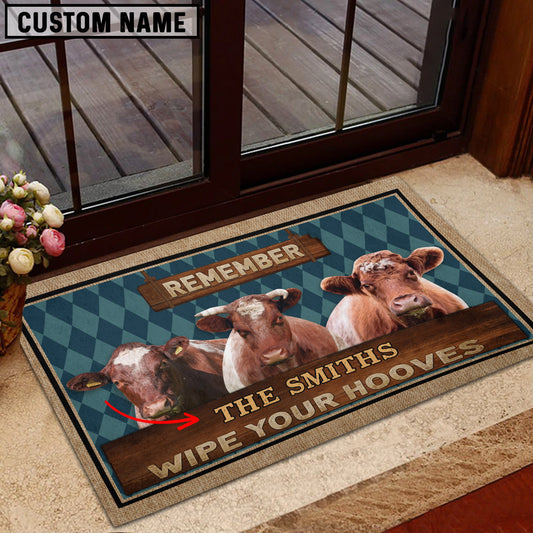Uni Shorthorn Wipe Your Hooves Custom Name Doormat