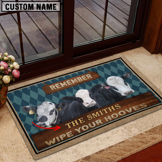 Uni Black Baldy Wipe Your Hooves Custom Name Doormat