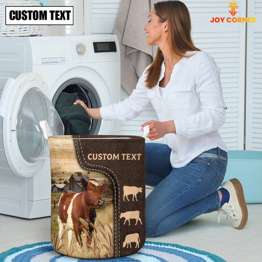 Uni Ayrshires Custom Name Leather Pattern Laundry Basket