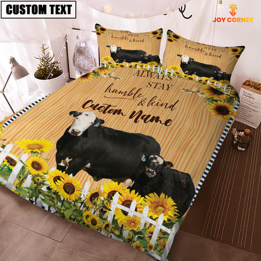 Uni Black Baldy Stay Humble And Kind Custom Name Bedding Set