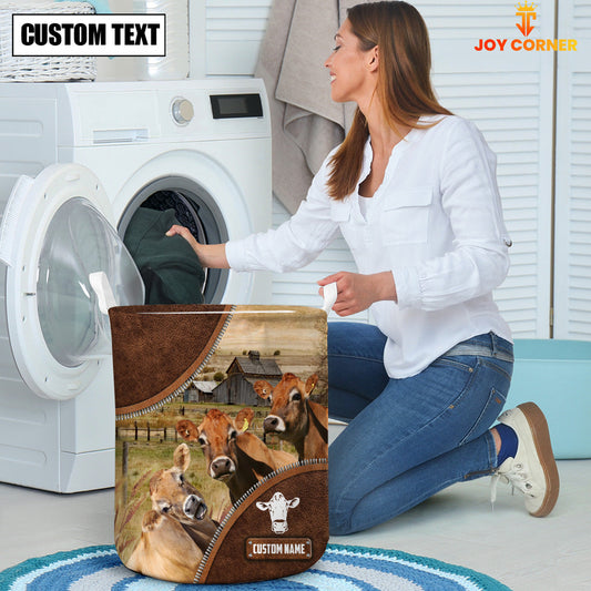 Uni Jersey Cow Custom Name Laundry Basket