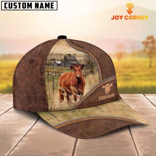 Uni Red Angus Zipper Leather Pattern Customized Name Cap