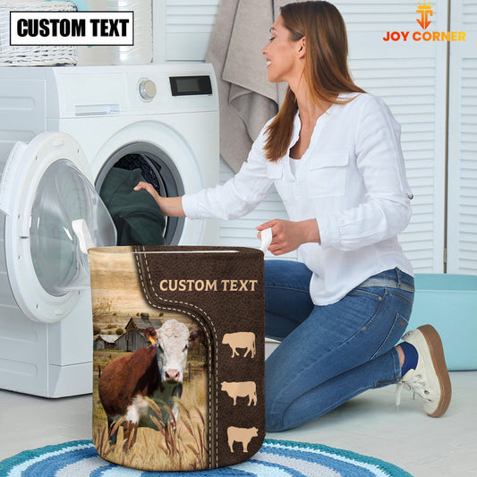 Uni Hereford Custom Name Leather Pattern Laundry Basket