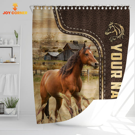 Uni Horse Leather Pattern Custom Name Shower Curtain