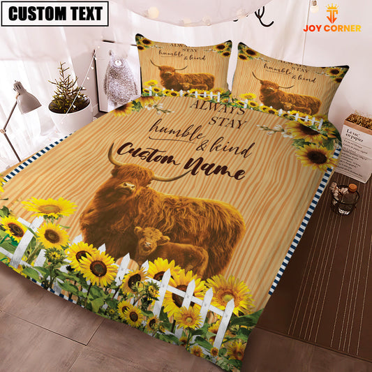 Uni Highland Stay Humble And Kind Custom Name Bedding Set