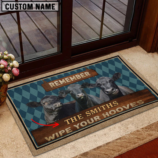 Uni Black Angus Wipe Your Hooves Custom Name Doormat
