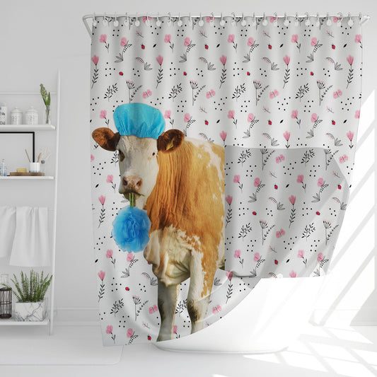 Uni Simmental Flower 3D Shower Curtain