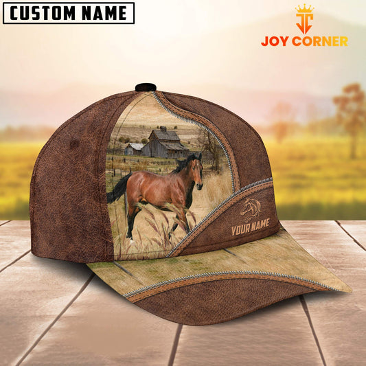 Uni Horse Zipper Leather Pattern Customized Name Cap