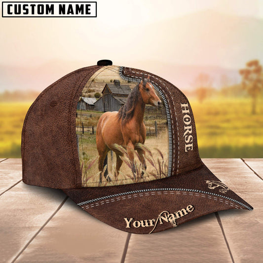 Uni Horse Customized Name Leather Pattern Cap