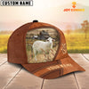 Uni Sheep Customized Name Brown Leather Pattern Cap