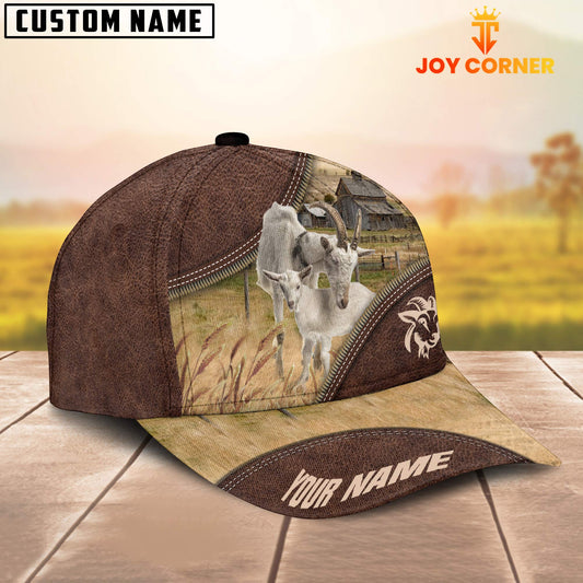 Uni Goat On The Farm Customized Name 3D Brown Cap