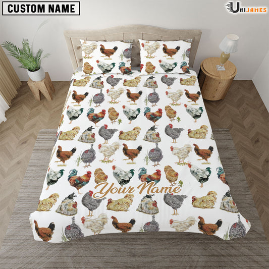 Uni Chicken Beautiful Pattern Custom Name Bedding Set