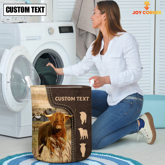 Uni Highland Custom Name Leather Pattern Laundry Basket