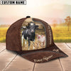 Uni Pig and Cows Customized Name Leather Pattern Cap